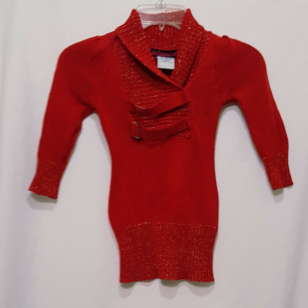 Girls Dollhouse Red Sweater Dress Buckles Size 4T